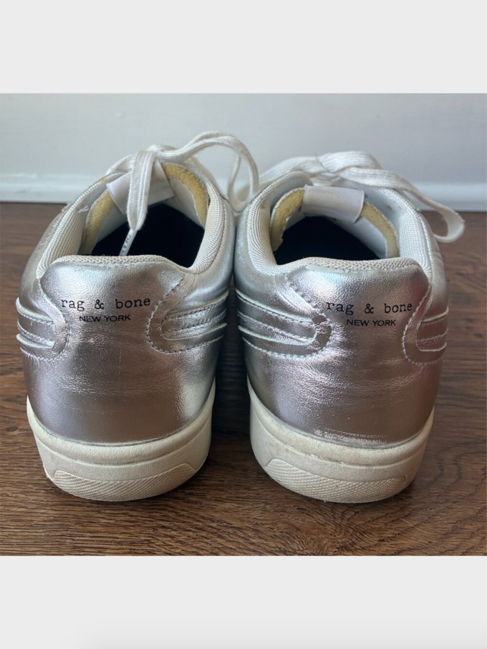 Rag & Bone Silver Retro Court Sneakers - US 8/ EU 38 - Picture 6 of 10